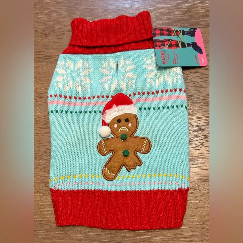 Merry Makings Gingerbread Man Dog Sweater Size XS NWT